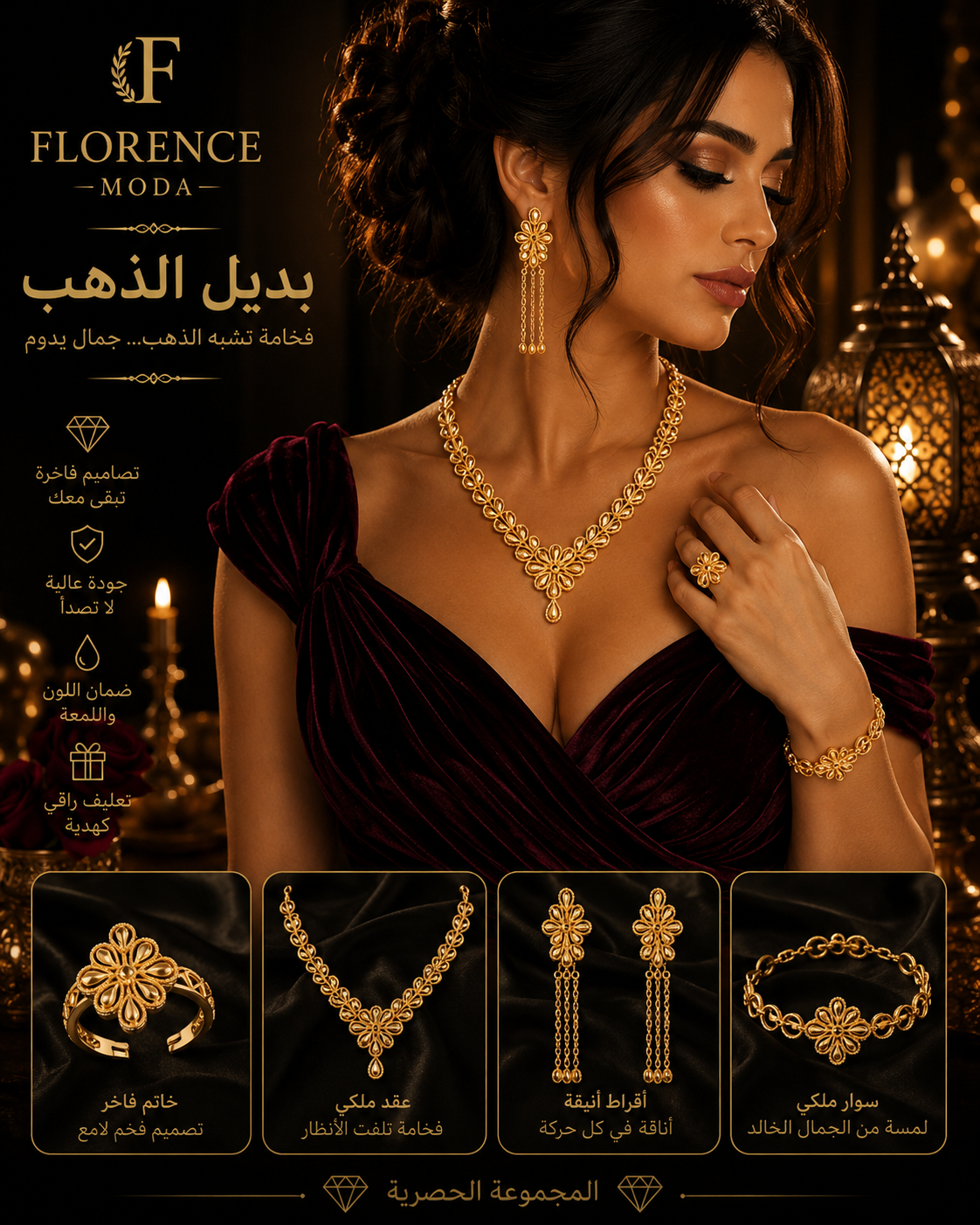 طقم رمش العروس بديل الذهب من — مصغرة 2